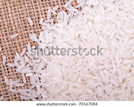Pile of rice on canvas