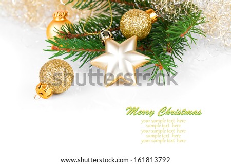 golden xmas decoration with copy space