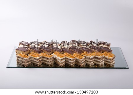 Different types of cakes in different shapes and colors