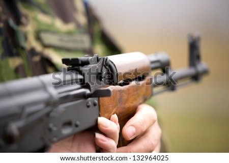 Different types of automatic rifle guns,chains and assault weapons