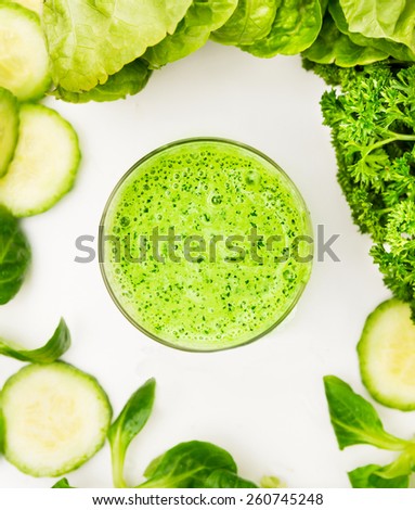 green vegetables smoothie top view