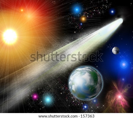 Haley\'s comet passing Earth when the galaxy was newly born