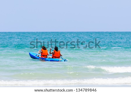 Sea kayak in thai ocean sai kaew beach