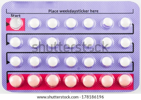 Tablets Birth Control Pills isolate on white background