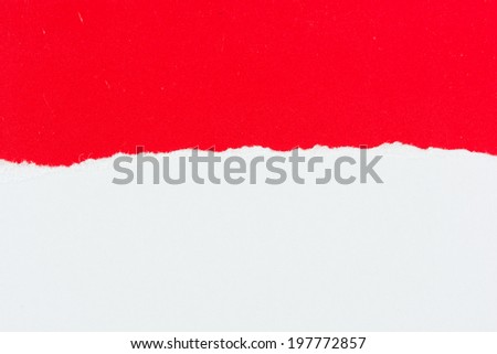 tear red paper pieces of paper on white background