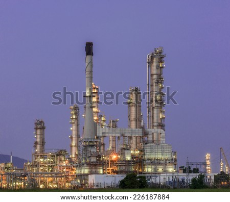 Petrochemical industrial plant power station at dark of Thailand