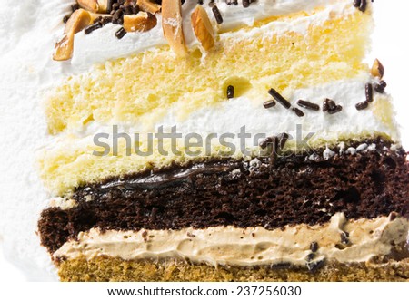 Chocolate cake texture isolated on over white background