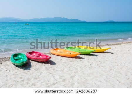 Colorful kayak on tropical beach of Thailand