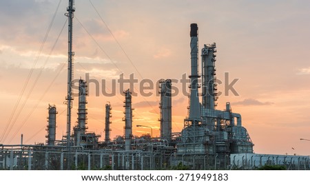 Light of petrochemical industry power station on sunset of Thailand