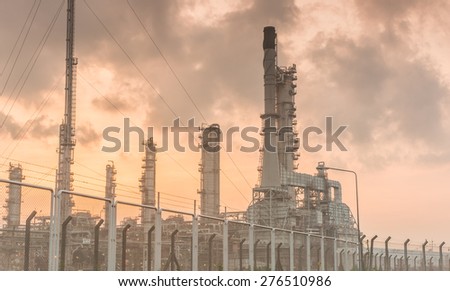 Oil refinery power station at sunshine at Chonburi of Thailand