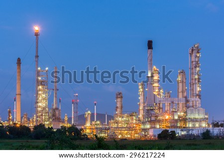 Light of petrochemical industry power station on sunset of Thailand