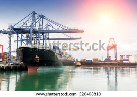 Containers port loading job by crane Trade Port Shipping