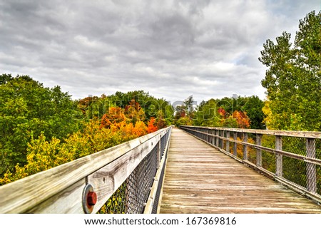 Autumn Walk. A walk along a converted rail trestle turned hiking path. Wadhams to Avoca Rail Trail. St. Clair County, Michigan.