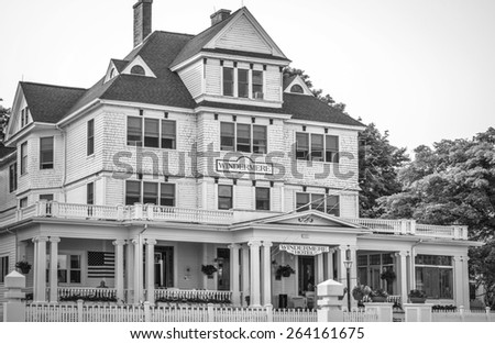 Mackinaw Island, Michigan. March 24, 2015. The Windemere Hotel on Mackinaw has been welcoming guests for over a century. Like most historic hotels on the island there are rumors of a resident ghost.