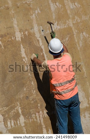 Preparation of form work for concreting on construction site