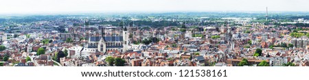 View of the city of Malines (Mechelen) from height of bird\'s flight, Belgium