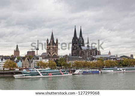 COLOGNE, GERMANY - SEPTEMBER, 25. Rhine Embankment in Cologne, Germany, September 25, 2012. Population of Cologne of 1 017 155 people.