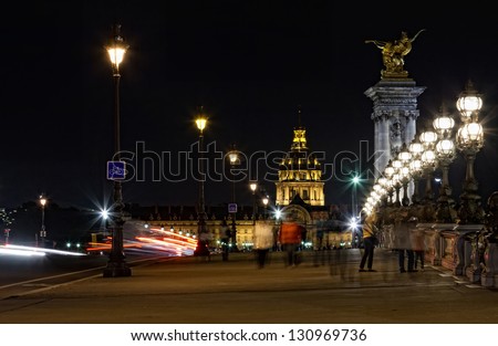 Les Invalides (The National Residence of the Invalids) at night - Paris, France
