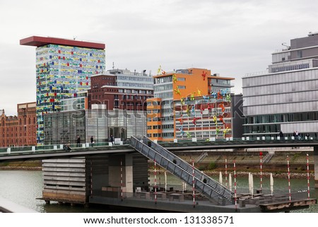 DUSSELDORF, GERMANY - SEPTEMBER 26: Modern architecture, September 26, 2012, Dusseldorf, Germany. In 20 cities and 14 areas in the territory almost in 10000 km ? lives about 11 million people (2005).