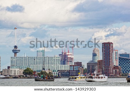 ROTTERDAM, NETHERLANDS - SEPT 28. View of  ships in  port of Rotterdam, Nideranda, September 28, 2012. The port of Rotterdam is  biggest in Europe. Port goods turnover in 2010 made 430 million tons.