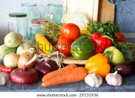 Various vegetables prepared for house conservation