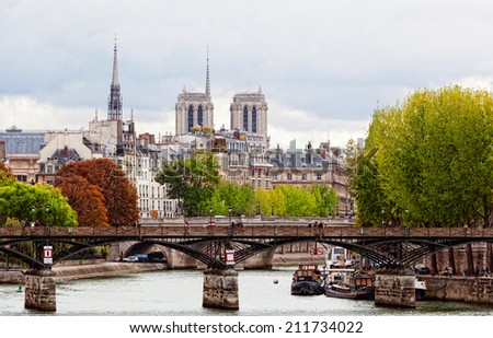PARIS, FRANCE - OCTOBER 02,2012: Seine Embankment in Paris. Paris - the capital of France, the most important economic and cultural center of the country