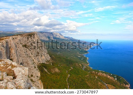 Coast of the Black Sea in autumn day.  Crimea