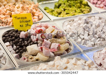 Show-window with east sweets, the Grand Bazaar, Istanbul