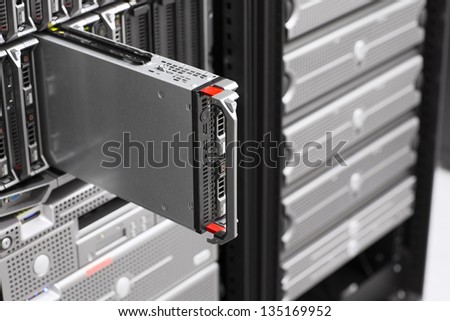 Install or removes a blade server in a data center.