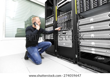 IT consultant calling support in datacenter