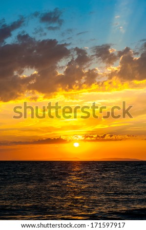 Warm sunset and cloudy sky in southern Croatia