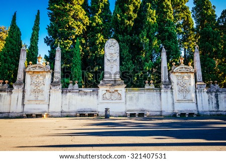 ROME, ITALY - OCTOBER 30: Walls surrounding the Dominican monastery on the Aventine Hill in Rome, Italy on October 30, 2014.