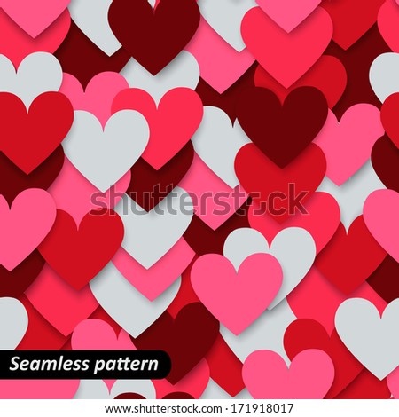 Colorful hearts seamless pattern. Valentine design. Design template for holiday and wedding card, wallpaper, background. Vector illustration EPS 10.