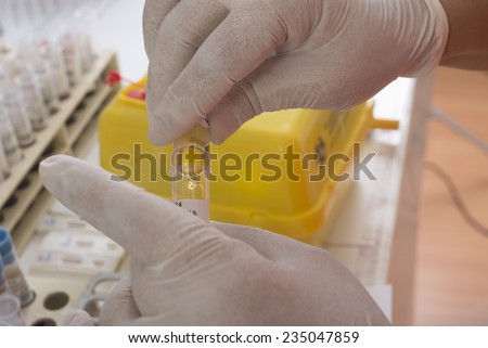 Analysis laboratory - blood test real action