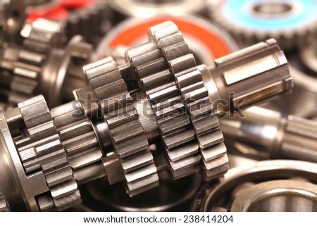 Metal gears group complex industrial mechanism