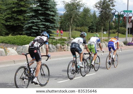 SILVERTHORNE, CO - AUGUST 27:USA PRO Cycling Challenge Stage 5 cyclists ride from Steamboat Springs to Breckenridge, Colorado, August 27, 2011 in Silverthorne, CO.