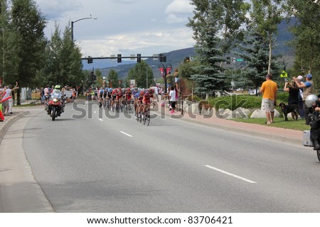 SILVERTHORNE, CO - AUGUST 27:USA PRO Cycling Challenge Stage 5 cyclists ride from Steamboat Springs to Breckenridge, Colorado, August 27, 2011 in Silverthorne, CO.