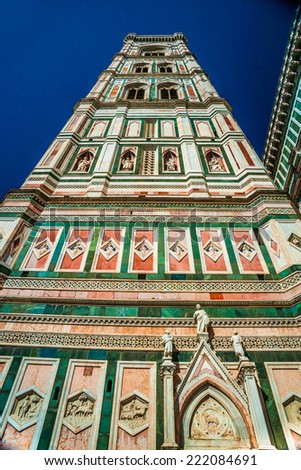 Bell tower of The Basilica di Santa Maria del Fiore (Basilica of Saint Mary of the Flower) in Florence, Italy
