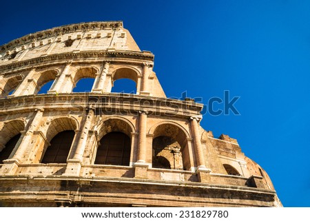 Colosseum (Coliseum) in Rome, Italy. The Colosseum is an important monument of antiquity and is one of the main tourist attractions of Rome.