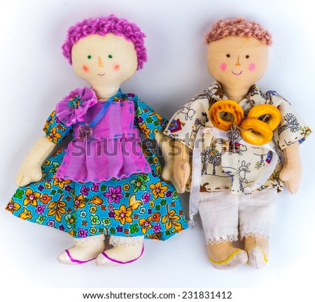 Rural textile dolls couple.