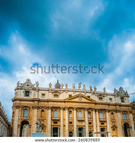 St. Peter\'s Basilica, one of the main tourist attractions of Rome.