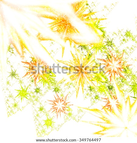 Abstract flower illustration with snow. Background for New Year and Christmas. Colorful holiday texture for winter.