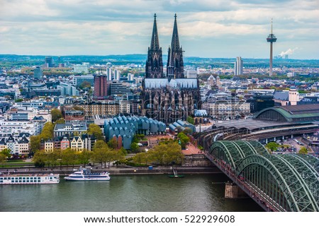 Aerial view of Cologne, Germany. Beautiful travel photo.