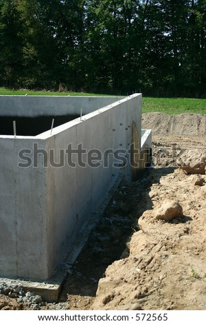 Foundation to an attached garage of a new home.