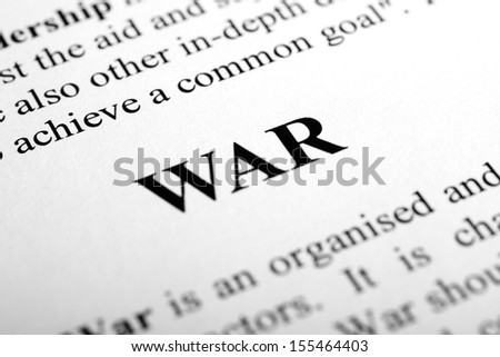 The word War shot with artistic selective focus.