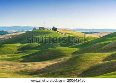 Tuscan summer on the fields in the beautiful view