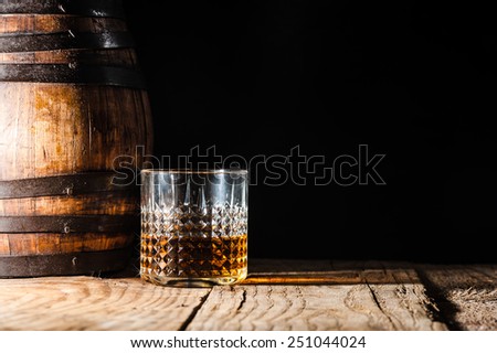 Alcohol in large round glass, Whiskey, Brandy, Cognac