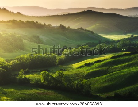 Beautifully illuminated landscape of Tuscany