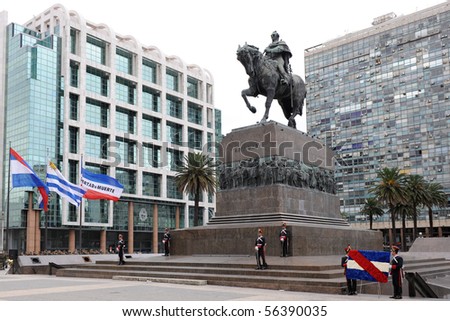 MONTEVIDEO - JUNE 19: Artigas\'s birthday national holiday at Plaza Independencia on June 19, 2010 in Montevideo, Uruguay