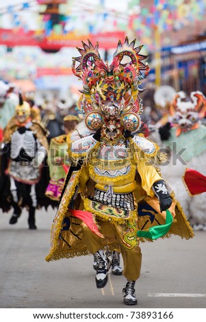 ORURO, BOLIVIA - MARCH 5: Dancers at Oruro Carnival in Bolivia, declared UNESCO Cultural World Heritage on March 5, 2011 in Oruro, Bolivia